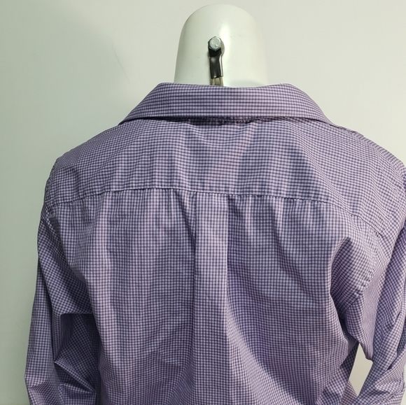 Haggar Purple Checked Collared Button Up - Picture 4 of 8